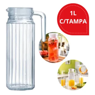 Jarra de Vidro Luxo 1 Litro com Tampa Hermética