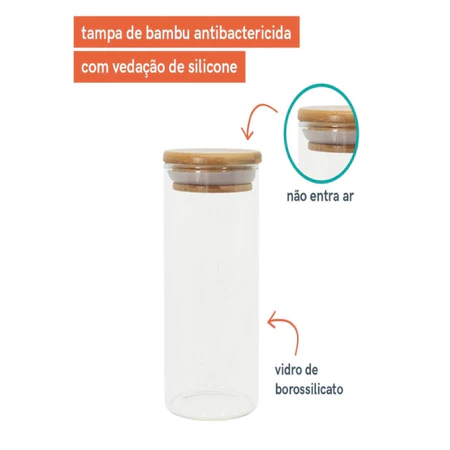 Imagem 2 do produto Kit de Potes de Vidro com Tampa de Bambu