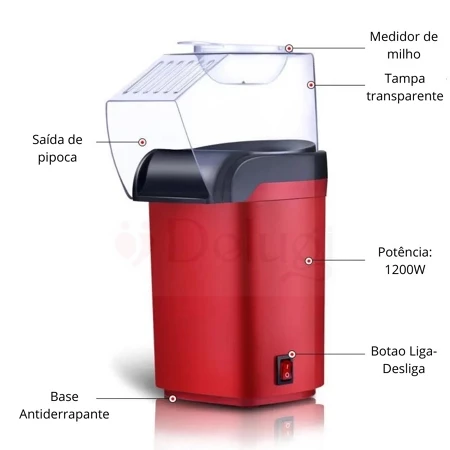 Imagem 3 do produto Pipoqueira Elétrica Sem Óleo Ar Quente 110V e 220V