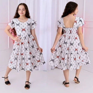 Vestido Infantil Estampado de Borboletas