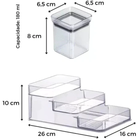 Imagem 3 do produto Kit Porta Temperos Herméticos Lumini com 7 Peças