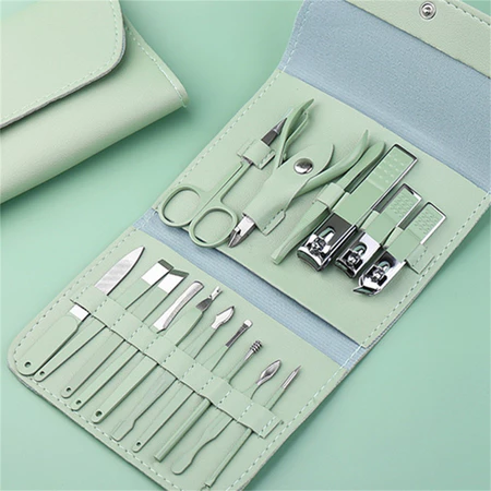 Kit Manicure 16 Peças em Aço Inoxidável com Bolsa Dobrável