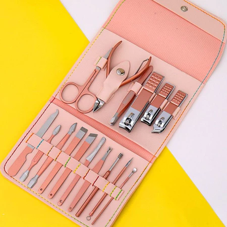 Imagem 3 do produto Kit Manicure 16 Peças em Aço Inoxidável com Bolsa Dobrável