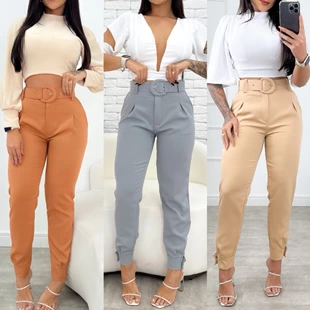 Calça Jogger Alfaiataria com Cinto Crepe