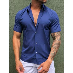Camisa Masculina Viscolinho Manga Curta Praia