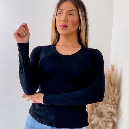 Imagem 6 do produto Blusinha Feminina Gola V Manga Longa