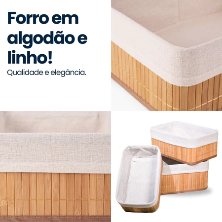 Imagem 6 do produto Kit 3 Cestos Organizadores de Bambu