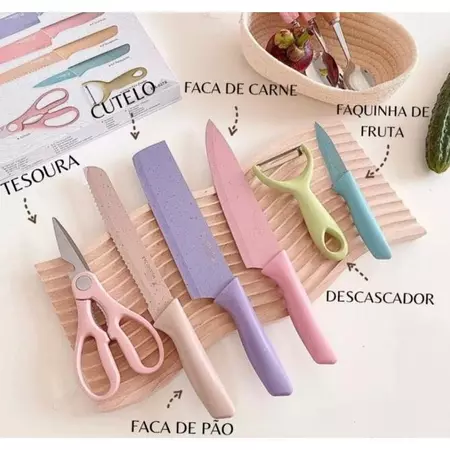 Kit de Facas Inox Coloridas