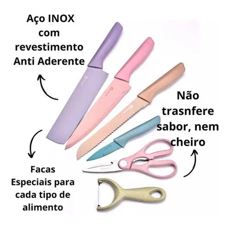 Imagem 3 do produto Kit de Facas Inox Coloridas