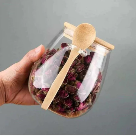 Imagem 2 do produto Pote de Vidro Oval Hermético com Tampa de Bambu