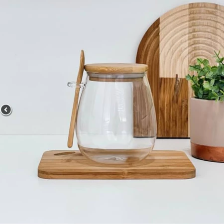 Imagem 3 do produto Pote de Vidro Oval Hermético com Tampa de Bambu