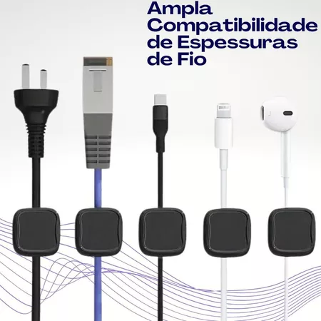 Kit com 6 Organizadores Magnéticos de Cabos