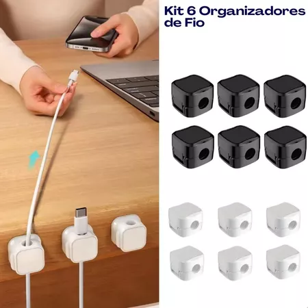 Imagem 4 do produto Kit com 6 Organizadores Magnéticos de Cabos