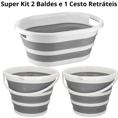 Imagem 4 do produto Cesto Retrátil de Silicone 26L + Balde 10L
