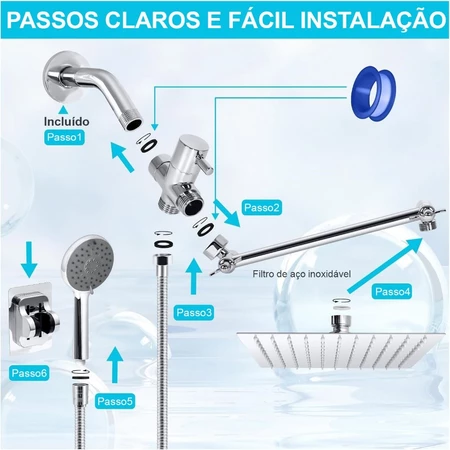 Imagem 3 do produto Chuveiro Quadrado com Ducha e Desviador