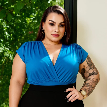 Imagem 4 do produto Body Sexy Plus Size Decote V Manga Franzida