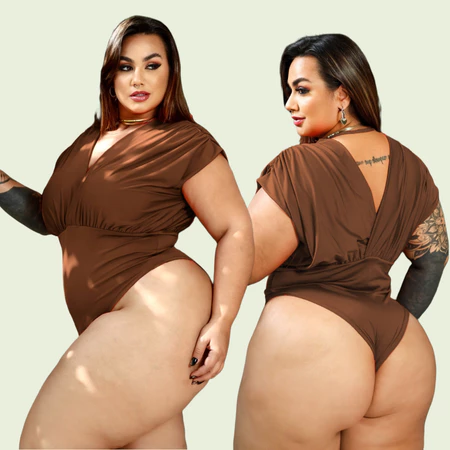 Imagem 6 do produto Body Sexy Plus Size Decote V Manga Franzida
