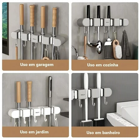 Imagem 4 do produto Suporte Porta Vassouras e Rodos com Ganchos