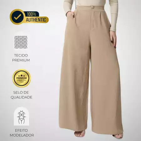 Imagem 2 do produto Calça Feminina Maxi Pantalona Cintura Alta