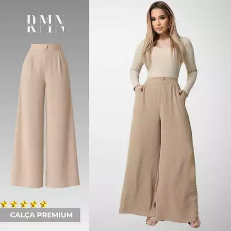 Calça Feminina Maxi Pantalona Cintura Alta