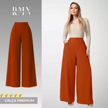 Imagem 4 do produto Calça Feminina Maxi Pantalona Cintura Alta