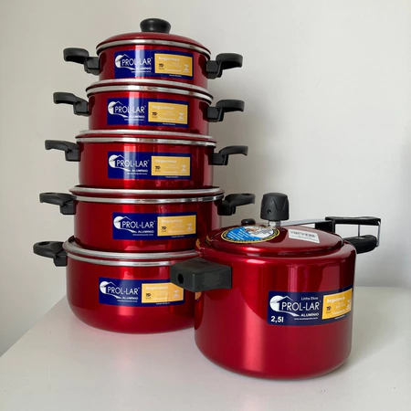 Imagem 2 do produto Jogo de Panelas 5 Peças + Panela de Pressão 2,5L
