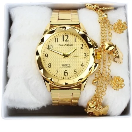 Relógio Feminino Dourado 18k + Pulseira
