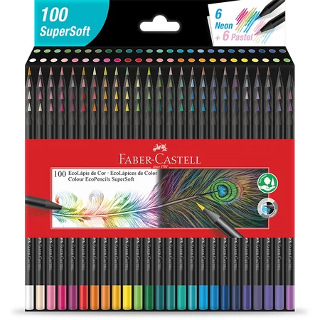 Kit Ecolápis Faber-Castell Supersoft 100 Cores
