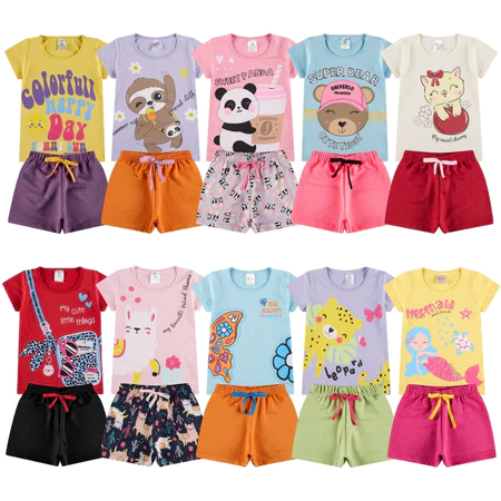 Imagem 1 do produto Kit Sortido 10 Peças de Roupas Infantil Menina