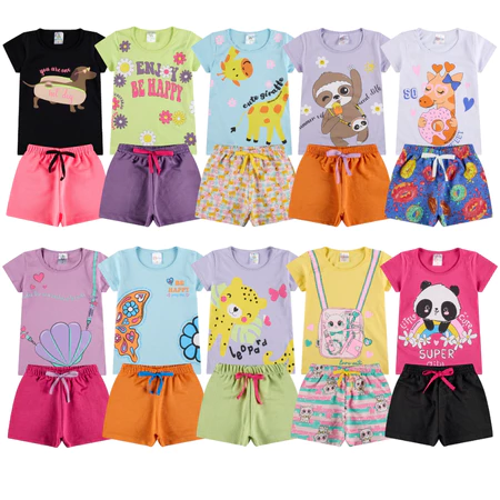 Imagem 2 do produto Kit Sortido 10 Peças de Roupas Infantil Menina