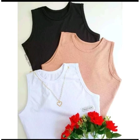Imagem 3 do produto Kit 3 Cropped gola redonda canelado/moda feminina