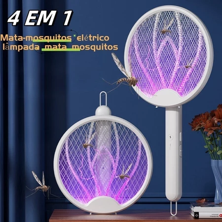 Imagem 1 do produto Raquete Elétrica Dobrável 4 em 1 Mata-Mosquitos