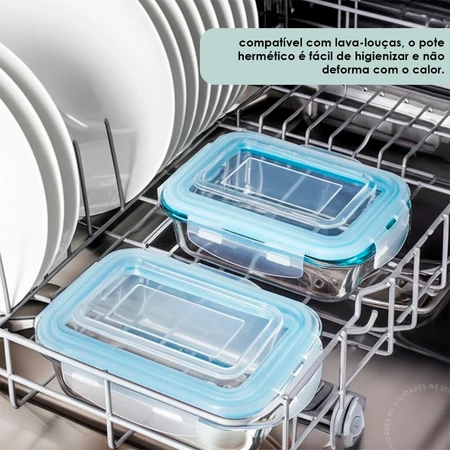 Imagem 4 do produto Kit 10 Potes de Vidro Hermético Retangular