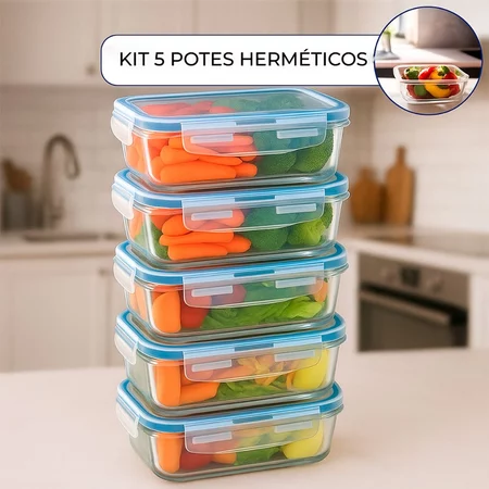 Imagem 5 do produto Kit 10 Potes de Vidro Hermético Retangular
