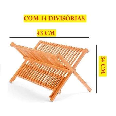 Imagem 2 do produto Escorredor de Louça Bambu Dobrável 43x34