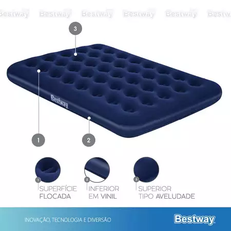 Imagem 1 do produto Colchão Inflável Casal Bestway + Bomba de Ar