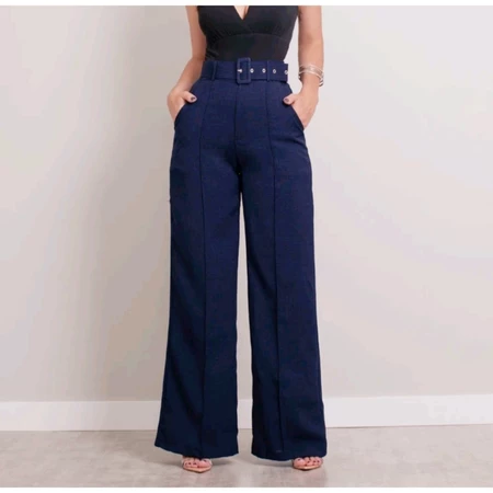 Calça Pantalona Alfaiataria com Cinto