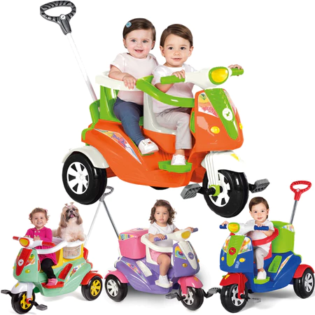 Carrinho de Passeio e Pedal Calesita Moto Duo