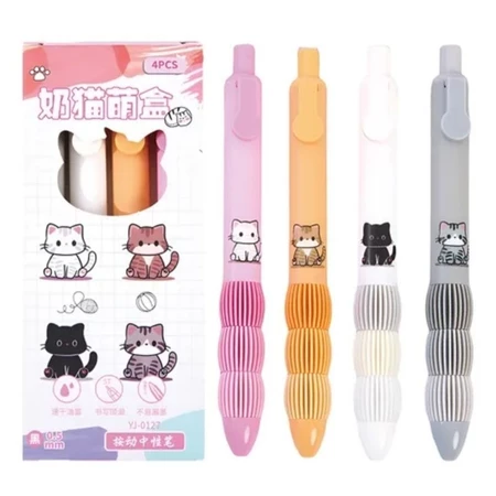 Imagem 1 do produto Kit 4 Canetas de Gel Gatinho Ponta Fina