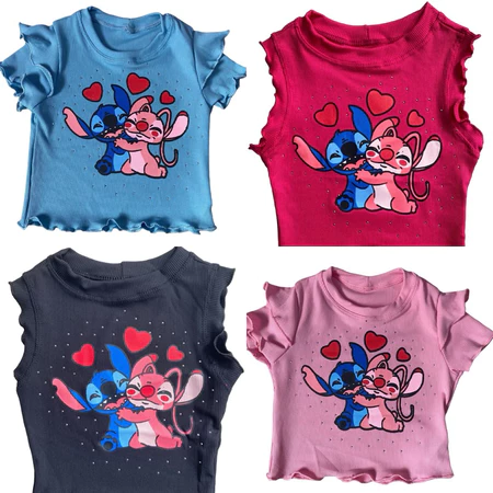 Cropped Infantil Stitch Brilho Canelado
