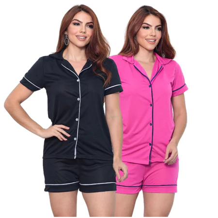 Imagem 3 do produto Kit 2 Pijamas Femininos Baby Doll com Botão