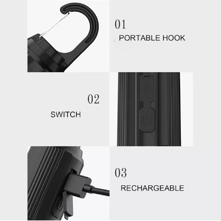 Imagem 1 do produto Lâmpada LED Portátil Retrô com Gancho USB-C