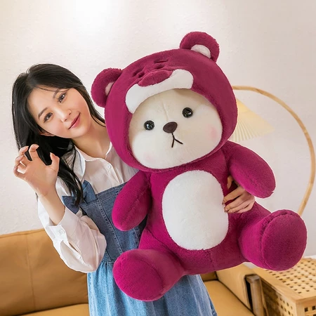 Urso de Pelúcia com Chapéu de Morango