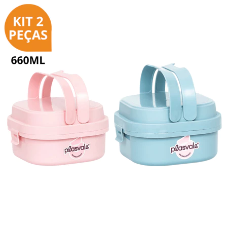 Kit 2 Potes Herméticos Marmita Fit com Alça e Trava