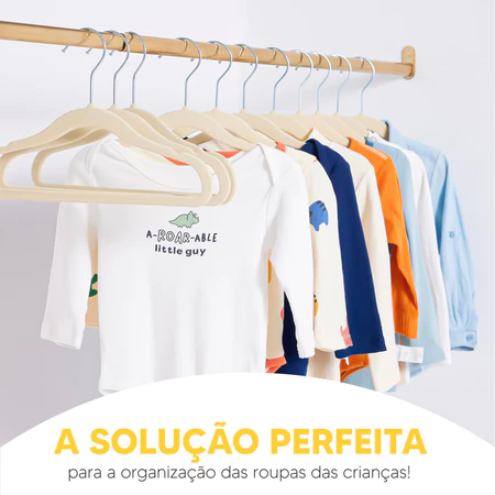 Imagem 1 do produto Kit 50 Cabides Veludo Infantil Slim Antiderrapante
