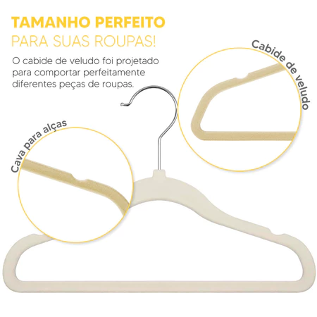 Imagem 3 do produto Kit 50 Cabides Veludo Infantil Slim Antiderrapante
