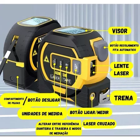 Imagem 2 do produto Trena Digital 3 em 1 com Nível a Laser