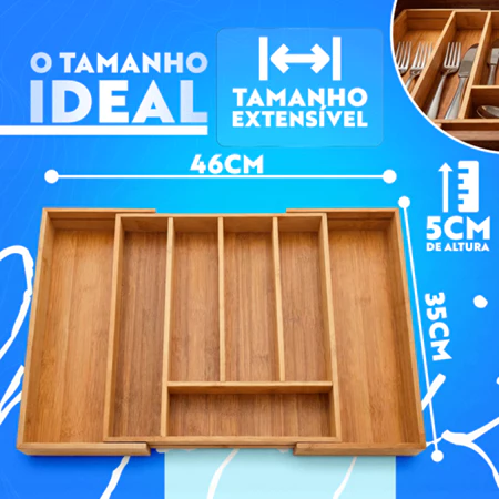 Imagem 2 do produto Porta Talheres Extensível em Bambu