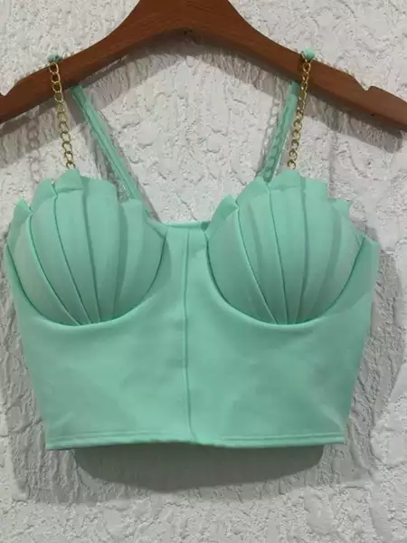 Top Cropped Feminino de Alça Corrente com Bojo