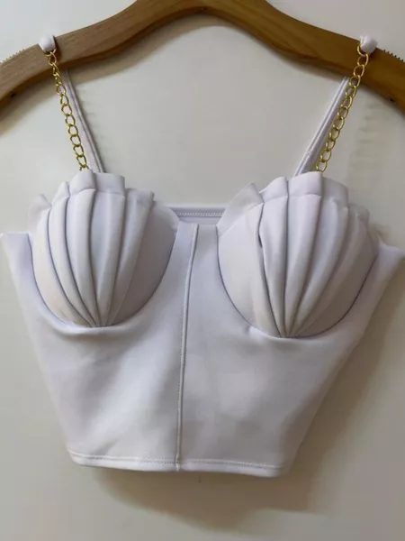 Imagem 4 do produto Top Cropped Feminino de Alça Corrente com Bojo